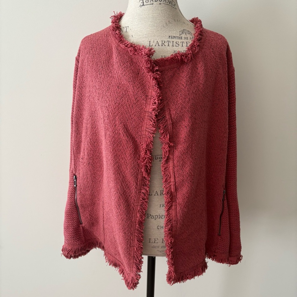 Women’s Michaela Fringe Detail Mix Knit Jacket